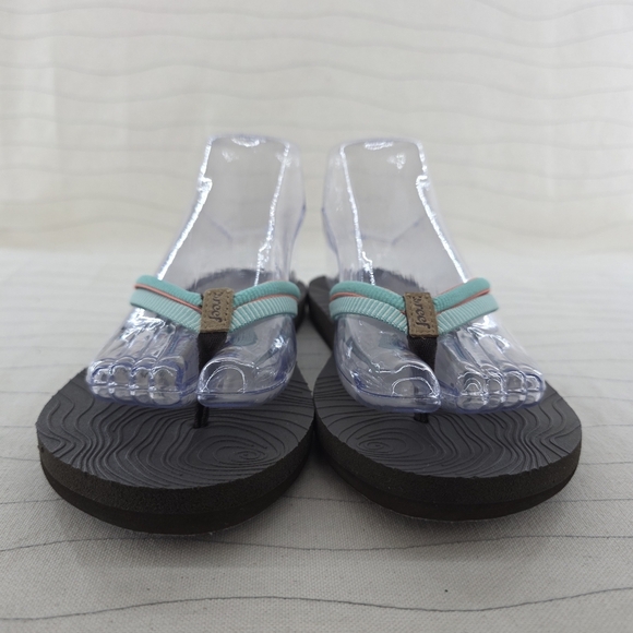 Reef Womens Zen Love Teal Brown Flip Flop Thong Sandals Shoes Size 8 - Picture 4 of 8